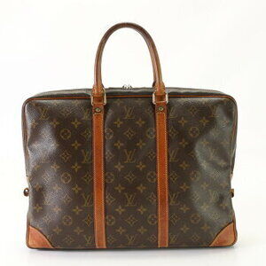 Louis Vuitton Monogram Leather Brown Porte Document Voyage business bag